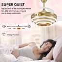 TXCSLY Retractable Ceiling Fan, 42 Inch Chandelier Ceiling Fans with Light, Modern Fandelier Ceiling Fan for Bedroom Living Room Dinning Room, Reverse Motor, 3 Color, 6 Wind Speed, Gold