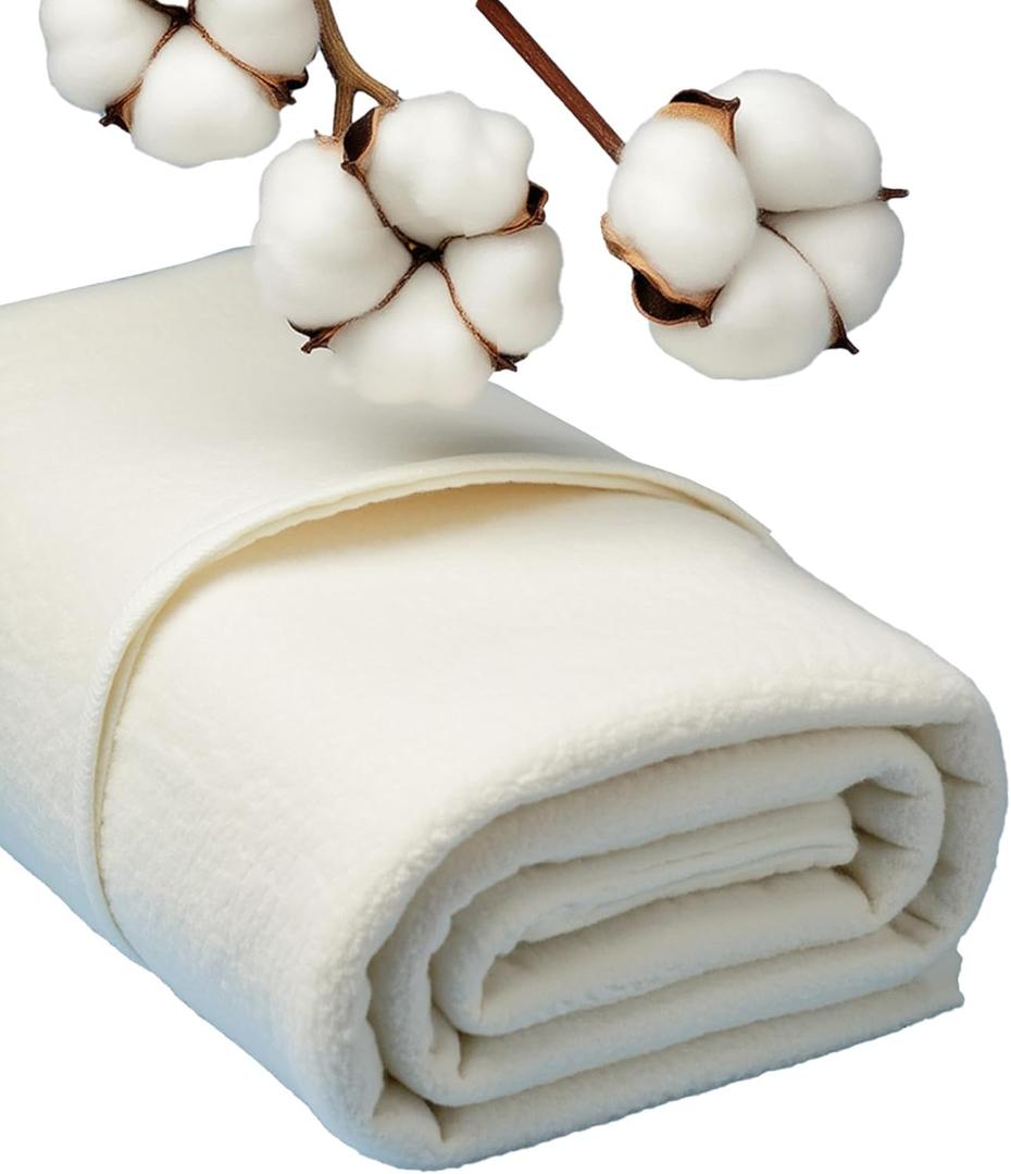 HANPATQUI 110 x 96 inch Quilt Batting Queen Size, Natural Cotton Quilting Batting for Quilts