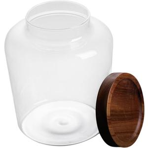 HAKIDZEL Large Glass Tea Jar with Acacia Wood Lid Airtight Grain Storage Container for Kitchen Organization Transparent Food Canister for Sugar Tea Leaves and Pantry Items