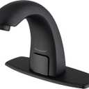 Charmingwater Touchless Bathroom Sink Faucet, Motion Automatic Sensor Faucet with Hole Cover Plate, Matte Black