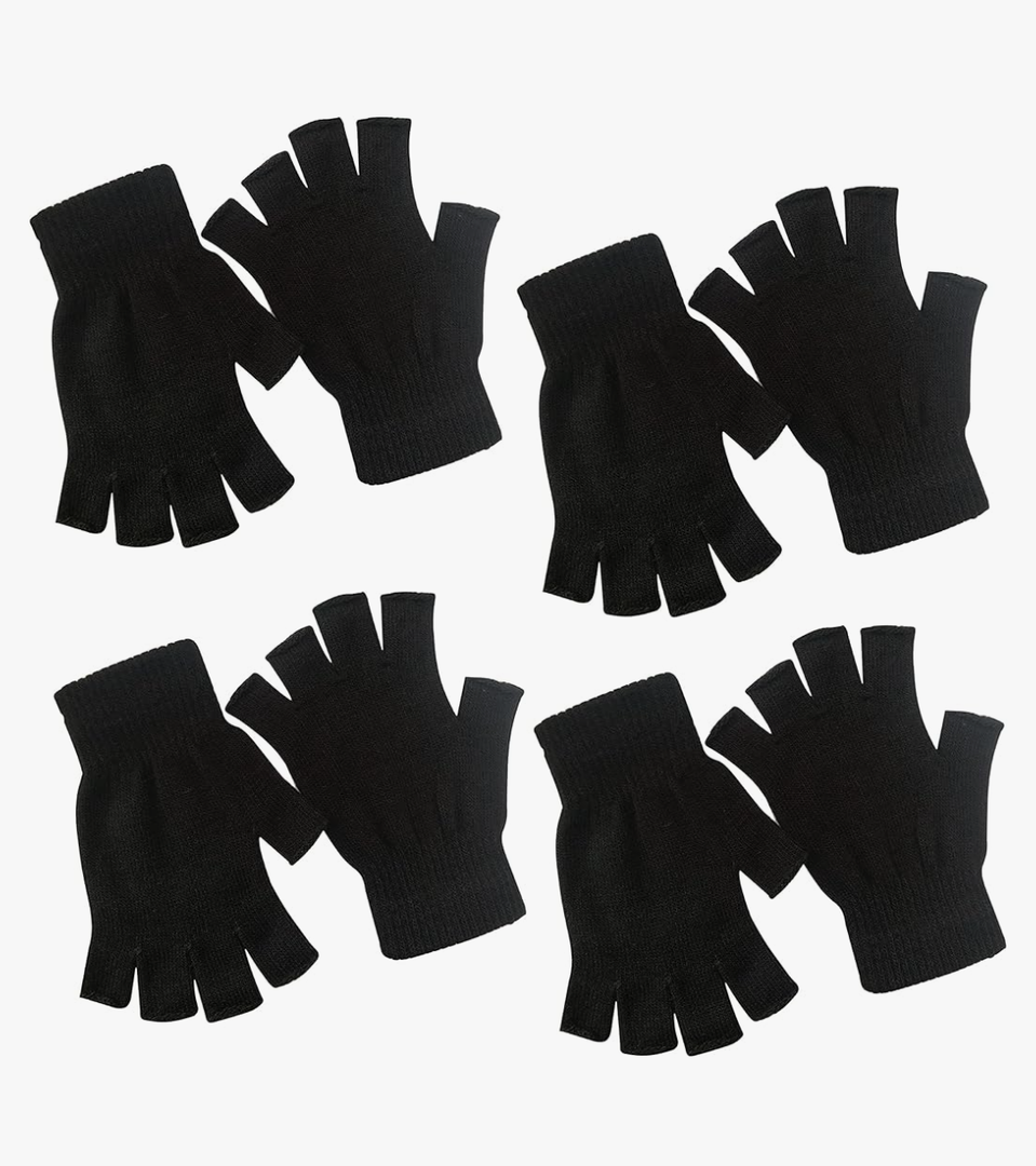 monochef 4 Pairs Half Finger Gloves Winter Knit Touchscreen Warm Stretchy Mittens Fingerless Gloves in Common Size for Men and Women, Black