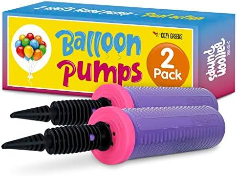 Balloon Pump Hand Held, Inflator Air Pump for Balloons - 2Way Dual Action, 2Pack: Friends can Help - Easy to Use, 100% Lifetime Satisfaction - Sturdy Ballon Inflator Pump. Packet 2