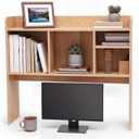 Vercraft Dorm Desk Hutch Wood Desktop Bookshelf with 6 Shelves 3 Tier Countertop Desk Shelf Top Only Organizer 32.4'' Multipurpose Display Rack for Computer Work for College Office Home(Natural)