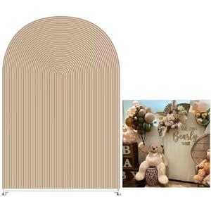 KONPON Beige Ripples Arched Frame Fabric Cover for Birthday Partied Double-Sided Stretchy Chiara Backdrops Arched Wall Stands Covers Arch Backdrop Cover 4x7ft (Width=4ft(48inch),Height=7ft(85inch), Hp-463)