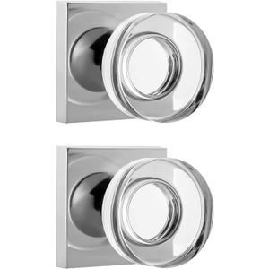 coolnews 2 Pack Crystal Glass Dummy Door Knobs Interior, Single Side Round Dummy Door Knob for Closet/Hall, Polished Chrome