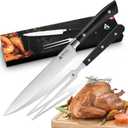Arrtcy Turkey Carving Set,Full Tang Ergonomic Handle Carving Knife and Fork,German Stainless Steel Kitchen Tools for Turkey, Ham, BBQ,Includes Carving Fork & Knife with Gift Box