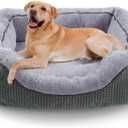 INVENHO Large Dog Beds Large Sized, Washable Orthopedic Warming Soft Sleeping Durable with Anti-Slip Bottom (L (35"x25"x9"), Green)