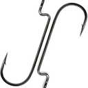 50PCS Fishing Offset Worm Hooks Round Bend Offset Worm Hooks Wide Gap Hooks with Barbed Shank 2# 6# 1/0-5/0