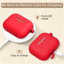 2 x MILPROX Compatible for AirPods Pro 3 Silicone Case 2025 - Soft Protective Skin Cover with Carabiner/Lanyard for Women Girls Men, Front LED Visible, Girly Smooth Design for Shockproof Case - Red