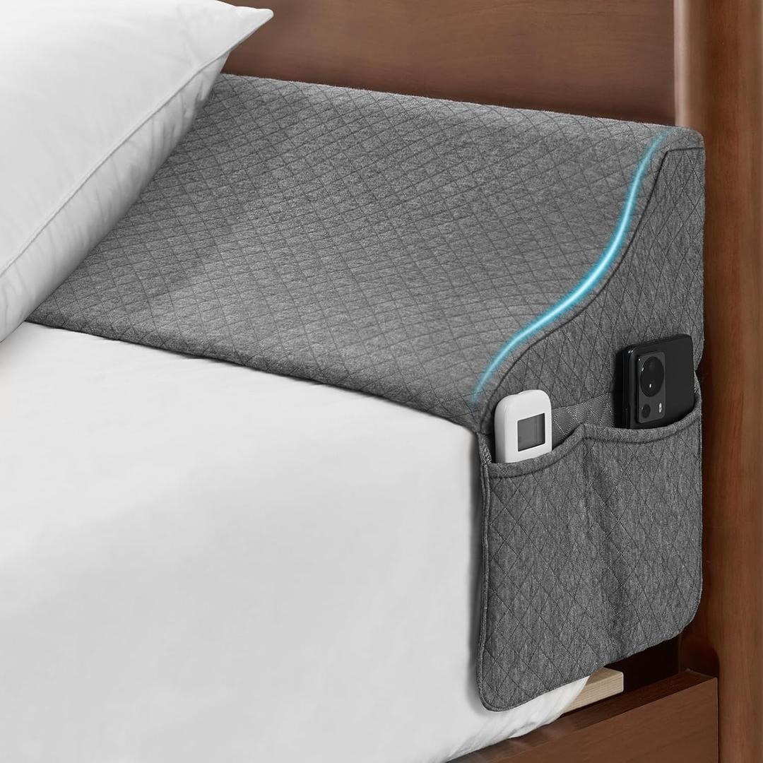 EUHAMS Full Size Bed Wedge Pillow for Headboard Bed Gap Filller/Mattress Gap Filler (0-7") - Wedge Pillow Headboard Triangle Foam Pillows Wedges Between Headboards Mattress (Grey,54"x10"x6")