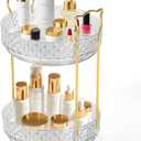 2 x 360 Rotating Makeup Organizer for Vanity, 2Tier Adjustable Perfume Organizer for Dresser, Multi-Function Spinning Cosmetics Skincare Storage for Bedroom, Dresser, Countertop, Clear