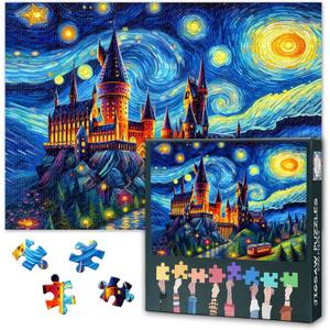 Puzzles for Adults 1000 Pieces Castle - Jigsaw Puzzles Starry Night Art, 27.5x19.7 Inch Nightscape Design Hard Impossible Challenging Puzzle Family Game for Men & Women (Home Decor Gift)