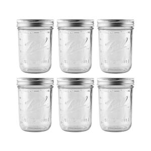Ball - 16 oz Wide Mouth Glass Mason Jars | 6 Pack Jars with Airtight Lids | Large Glass Jar for Food Storage with Lids | Ideal for Canning, Fermentation, Pickling, Kombucha Brewing