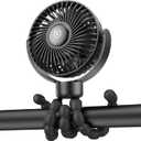 SMARTDEVIL Stroller Fan, 4000mAh Battery Operated Baby Fan, 4 Speeds Car Seat with Flexible Tripod, Dual 360 Rotatable for Peloton Bike, Crib, Treadmill, Travel