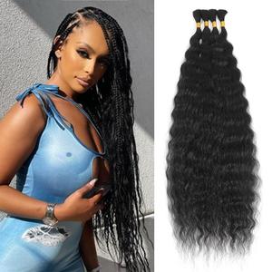 Super Wave Bulk Human Hair 100% Unprocessed Brazilian Virgin Human Hair Extensions Bundles for Braiding Hair Wet and Wave Micro Human Hair (1Pack-4PCS, 22inch, Natural Black)
