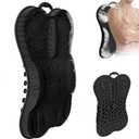 Back Scrubber for Shower Wall Mounted Men Exfoliating Scratcher Mat Extra Large Silicone Hands Free Body Brush, 3D Ergonomic Back Support Message Lower Pain Relief with Anti-slip Suction Cups Black