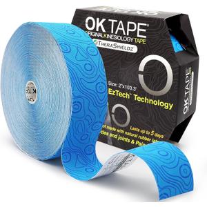OK TAPE Kinesiology Tape Bulk 103Feet, Pro Adhesive, Water-Resistant k Tape, Elastic Athletic Tape, Latex Free, Uncut, Blue