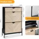 Shoe Cabinet Storage with 2 Flip Drawers, Narrow Hidden Shoes Organizer Cabinet for Entryway, Freestanding Slim Shoe Rack Front Door Entrance(Oak&Black, Large)