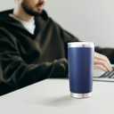 20oz Tumbler Bulk Stainless Steel Tumblers with Lid Vacuum Insulated Double Wall Travel Coffee Mug Powder Coated Tumbler Cup for Hot and Cold Drinks(Navy Blue, 6 pack)