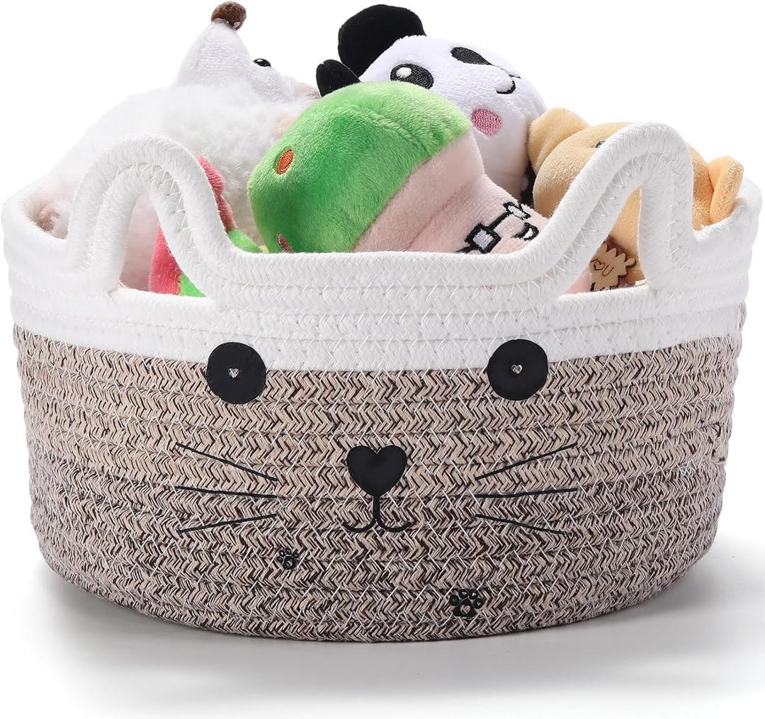 Zopeal Cat Basket Storage Woven Organizer with Ears Christmas Decorative Pet Toy Cute Cotton Rope Basket for Gift Cat Dog Toy Bin Nursery Room(8.3 x 4.7 Inch,Gradient Khaki) Zopeal Cat Basket Storage Woven Organizer with Ears Christmas Decorative Pet Toy Cute Cotton Rope Basket for Gift Cat Dog Toy Bin Nursery Room(8.3 x 4.7 Inch,Gradient Khaki)