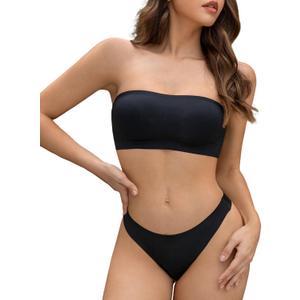 DEANGELMON Strapless Bras for Women Non-Slip Silicone Bandeau Seamless Tube Top Bralette Comfy Non Padded Stretchy Stylish (X-Small, Black- 1 Pack)