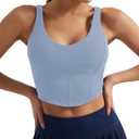 Women's Bustier Corset Crop Tank Tops Sleeveless Trendy Scoop Neck for Women Going Out Tops Summer Sexy High Impact (Blue, M)