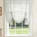 LazBlinds Tie Up Curtains, Linen Privacy Thermal Insulated Balloon Roman Shade Bathroom Window Curtain, Adjustable Rod Pocket Drape for Kitchen, Living Room, Bedroom (25" W x 47" L, Light Grey)