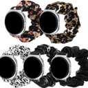 Simpeak 5-Pack Elastic Scrunchie Bands Compatible with Samsung Galaxy Watch 8 40mm 44mm 46mm, Stretchy Bracelet Band for Women Compatible with Samsung Galaxy Watch 8 Classic 46mm (2025) (Dark Series)