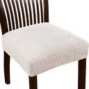 Turquoize Stretch Dining Chair Covers Seat Covers for Dining Room Chair Covers Set of 6Removable Washable Kitchen Chair Seat Cushion Slipcovers Protector, Ivory White