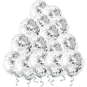 Silver Confetti Balloons, 25 Pcs Thickened 12 Inch Clear Latex Balloon with Confetti Inside for Graduation Decorations Engagement Bridal Shower Party Baby Shower Birthday Party Decoration Supplies