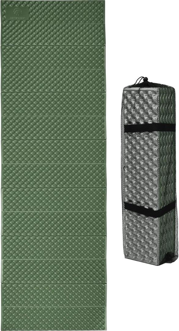 REDCAMP 72"x22"x0.75" Foldable Foam Camping Pads for Sleeping, Waterproof Closed Cell Foam Camping Sleeping Pad - Ultra-Lightweight for Hiking & Backpacking, R-2.1 Insulated, Green 1 Pack