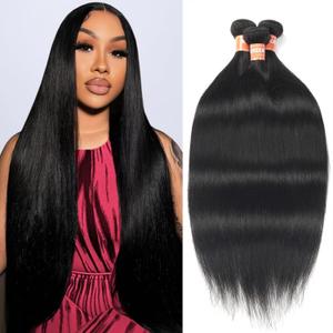 Straight Bundles Human Hair 18 20 22 Inch 12A Human Hair Bundles 100% Unprocessed Brazilian Virgin Hair 3 Bundles Human Hair Extensions Quick Weave Natural Black