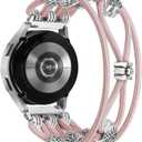 Newlibery Beaded Bracelet Compatible for Samsung Galaxy Watch 7/6/5/4/Active 2 40mm 44mm, 6 Classic 43mm 47mm, 5 Pro 45mm/Watch 4 Classic 42mm 46mm, 20mm Boho Stretchy Strap for Women
