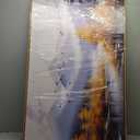 Landscape Framed Wall Art for Living Room, Mountain River Tree Canvas Print Painting for Bedroom, Gold and Gray Picture Artwork Decor, Large Size 59 x 29 Inches