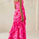 PRETTYGARDEN Maxi Dresses for Women 2026 Summer Tiered Floral Beach Sundress Spaghetti Strap Spring Wedding Guest Long Dress (Pink, XL)
