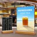 4x6 Inch Acrylic Sign Holder with Wooden Base, Desktop Display Stand (4x6 6Pack)