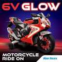Kid Trax 6V Glow Electric Toddler Kids Motorcycle - Toddler Bike, Indoor/Outdoor Toys, Durable, LED Headlights and Body Light, Realistc Sounds, Kids Ride On Toys, Max Weight 65lbs, Ages 3+, RED