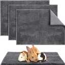 Amylove 4 Pcs Guinea Pig Cage Liner Guinea Pig Bedding Washable Fleece Pee Pads Reusable Small Animals Training Mat Small Animal Sleeping Bed for Bunny Hamster(Dark Gray,16 x 24 Inch)