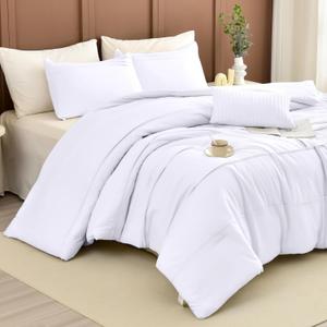 Masaca White Oversized King Comforter Set 120x120,Pinch Pleated Textured California King Bed Comforter Set Rustic Boho Microfiber Extra Large Bedding 3PCS (Oversized King 120X120)