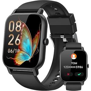 Smart Watches for Women(Answer/Make Call),1.85 inch HD Fitness Tracker Watch with Activity Counter/Sleep Monitor/ 110+ Sports Modes, IP68 Waterproof Smart Watch for Andriod iPhone iOS Compatible, Black
