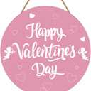 YUNKKIN Valentines Door Decor Pink Valentines Decor Happy Valentines Day Sign Heart Wall Decorations Wooden Wreaths for Front Door Hanger Hanging Sign for Porch Wall Indoor Home Decorations