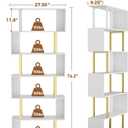 Gadroad 6-Tier Geometric Bookcase,S Shaped Bookshelf, Wood Decorative Storage Shelving, Modern Freestanding Display Shelves, Tall Book Shelf Unit for Living Room Bedroom, 27.56"W x 74.2"H