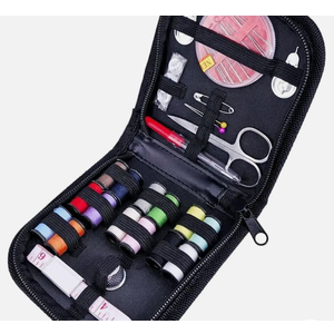 42pcs Sewing Kit for Home, Travel & Emergencies - Filled with Notions Scissor & Thread - Black Bag
