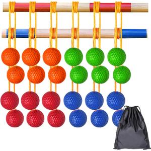 12 Pack Ladder Balls Ladder Toss Balls Replacement with Storage Bag for Toss Match (Red Blue Green Orange)