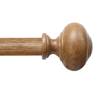 Wood Curtain Rods for Windows 48 to 84 Inch(4-7ft),1 Inch Heavy Duty Curtain Rods with Imitation Wood Grain Finials, Boho Adjustable Drapery Rod of Window Treatment