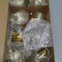 WHGJ 8 Pcs Large Champagne Gold Mercury Glass Christmas Ball Ornaments Set, Assorted 3.15''-5'' Hanging Baubles for Christmas Tree, Vintage Decorations for Winter Holiday Xmas Tree Decor