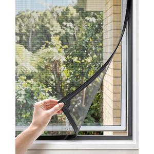 2 x Paramondo DIY Magnetic Window Screen, Durable Black Frames with Gray Fiberglass Mesh, 39” x 59” Adjustable No Drilling Cut-to-Fit Screens for House Windows