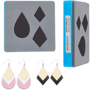 SUPERDANT Leather Cutting Die Layered Earring Wooden Dies Water Drop Diamond Shape Cutting Machine Leather Jewelry Die Cutter Women's Drop & Dangle Earrings Die Cuts for DIY Craft