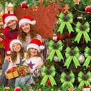 Syhood 6 Pcs Christmas Velvet Bow with Pine Cones Pine Needles Berries Xmas Lime Green Ribbon Bow Ornaments 6.3 x 5.1 Inch for Christmas Tree Wreath Garden Fireplace Crafts DIY Decor