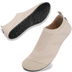 WateLves Womens Barefoot Water Shoes Travel House Slippers for Indoor and Outdoor Aqua Socks for Beach Swim Surf Yoga Dancing Camping Must Haves (7.5-8.5, Beige-1)